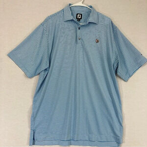 FootJoy Blue White Striped Soft Stretch Golf‎ Polo Shirt Large